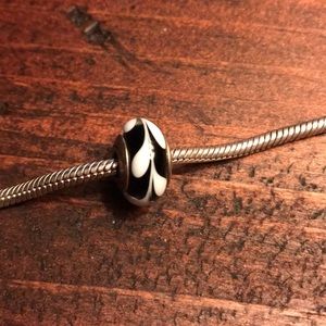 Pandora Murano Glass Bead - Black and White Swirl